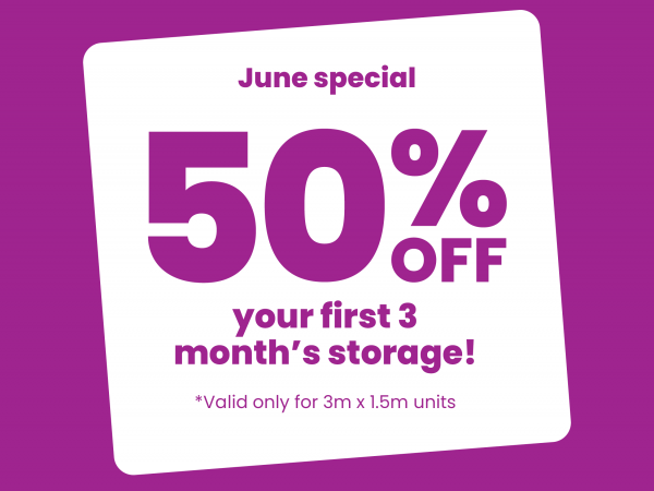 50% off your first 3 month's storage!