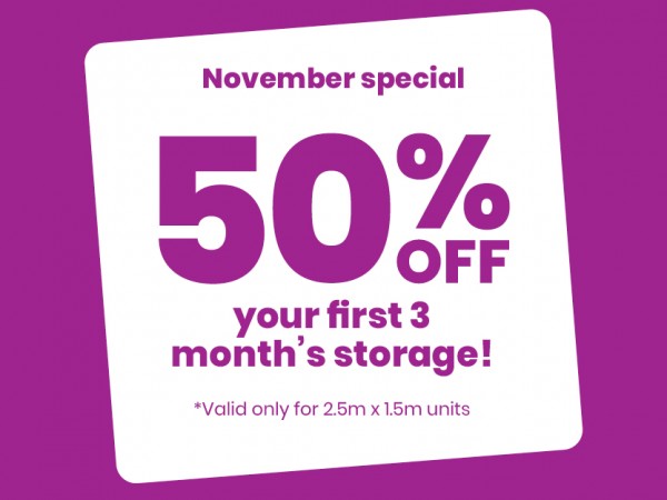 50% OFF your first three month's storage!