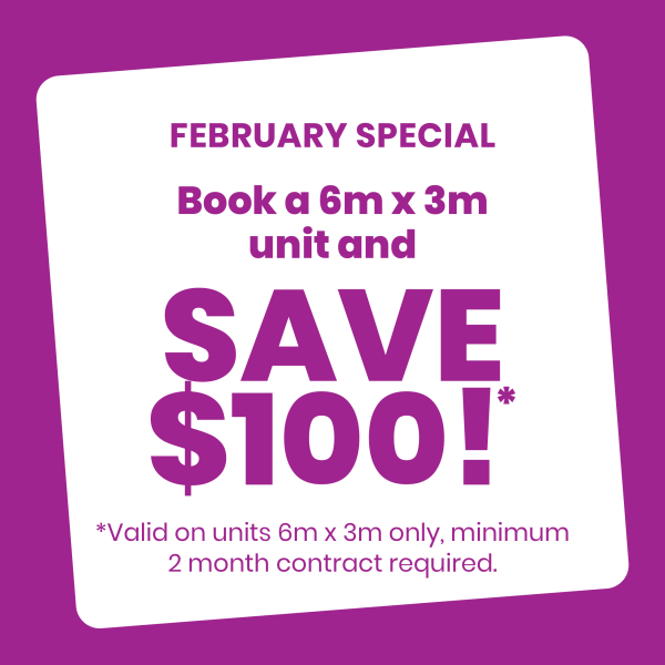 Book a 6m x 3m unit and save $100!
